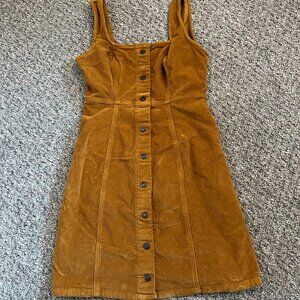Brown Corduroy Button Up Dress